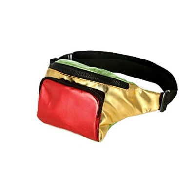 Image of One BFD Fanny Pack Waist Bumbag Bum Bag Running Belt for Ladies Men Kids Festival Causal Holiday Wipe Clean Adjustable Strap (Patchwork Rasta)