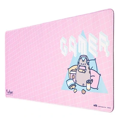 Image of Grupo Erik Pusheen Rose Collection XXL Mouse Mat Desk Pad 31.5 x 13.78 Inch Non Slip Rubber Base, Gaming, Keyboard Gifts Pink Gaming