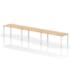 Image of Impulse Bench Single Row 3 Person 1600 White Frame Desk Maple