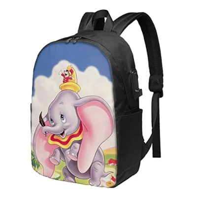 Image of Bag For Dumbo Backpack with USB Charging Port Computer Laptop School College Daypack Bookbag Work Business Rucksack Teen Men Women Students