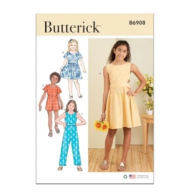 Image of Butterick B6908A Girl/Girl Plus Dress A (7 8 10 12 14)