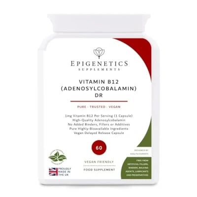 Image of Vitamin B12 Adenosylcobalamin DR 1mg Supplement 60 Vegan Friendly Capsules UK Made 1 Capsule Daily (2 Month Supply)
