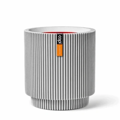 Image of CAPI EUROPE Vase cylinder Groove NL 35x38 Ivory Opening Ø29 Pot for indoor and outdoor use Shatterproof 100% recyclable KGVI882