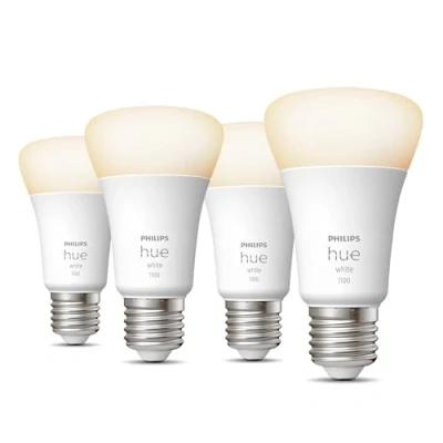 Image of Philips Hue White E27 lamp 4 Pack 4x1055lm, dimmable, Warm Light, controllable via app, Compatible with Amazon Alexa (Echo, Echo Dot)