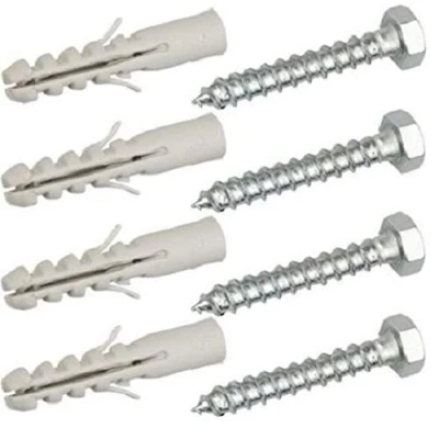 Image of electrosmart Pack of 100 M8 x 80mm Steel Bolts Kit with Wall Plug &amp; Washer for Mounting Bracket Aerial Sky Dish Gates