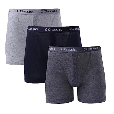 Image of Pack of 3 Mens Boxers Shorts Multipack with Elastic Waistband Men&#039;s Fitted Boxer Hipsters Breathable Cotton Rich, Comfortable, Soft for Everyday Wear Men Underwear (Assorted, Small)