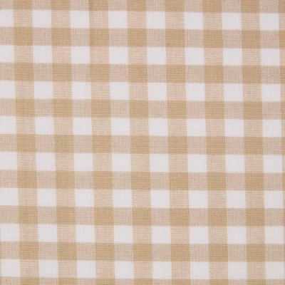 Image of HOMESCAPES Pure Cotton Furnishing Fabric Gingham Check Beige 150 cm Wide Thick Yarn Dyed Woven for Upholstery Curtain Cushion Soft Furnishings Heavy Dress Material Per Metre