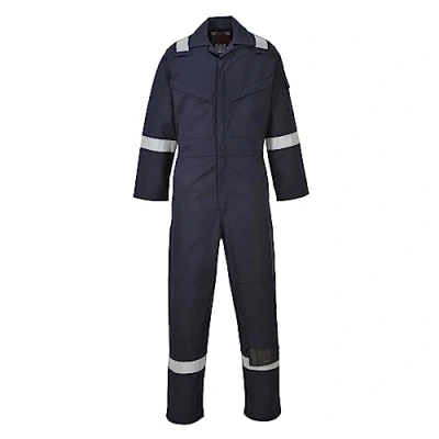 Image of Portwest FR50 Men&#039;s Hi Vis FR Coveralls Reflective Flame Resistant Anti Static Arc Proof Safety Workwear Overalls Navy, 4X Large