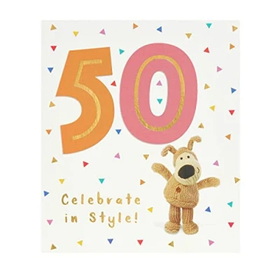 Image of Boofle 50th Birthday Card For Her/Female/Friend With Envelope Cute Design