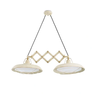 Image of Plec LED 2 Light Double Adjustable Outdoor Dome Ceiling Pendant Off White IP44