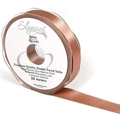Image of OloreHome Eleganza Double Faced Satin Ribbon Deep Rose Gold 15mm x 20m