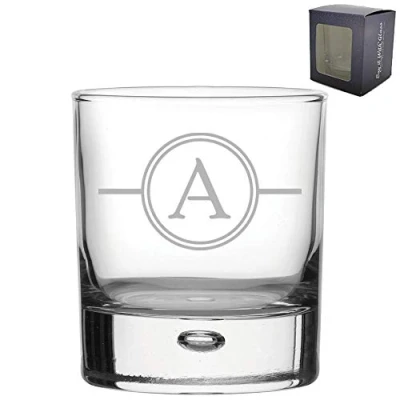 Image of Personalised Engraved Initial Whiskey Glass, Gift Boxed, Ideal for Birthdays, Christmas, Wedding Gifts