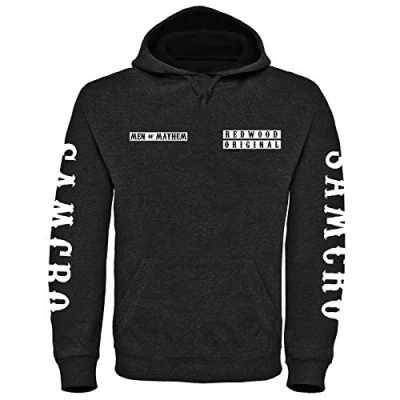 Image of Mens Anarchy Pullover Sons Hooded Top Men of Mayhem Redwood Original Jax Teller (S 3XL) (3XL) Black