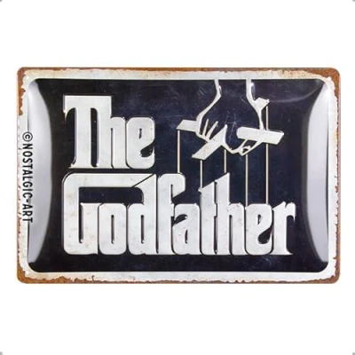Image of Nostalgic Art Retro tin sign, 20 x 30 cm, Godfather Logo Gift idea for film fans, made of metal, vintage design