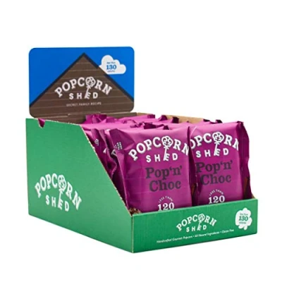 Image of Popcorn Shed Pop N Choc Snack Pack, 24g, Pack of 16, Chocolate Caramel Popcorn, Gluten Free, Natural &amp; Vegetarian Lunch Box Movie Night Snacks, Purple