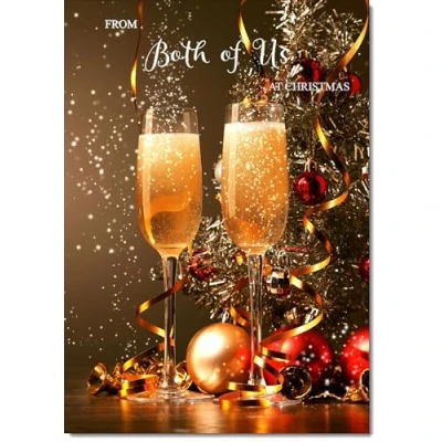 Image of doodlecards From Both Of Us Christmas Card Champagne Medium Size for with Plain Envelope