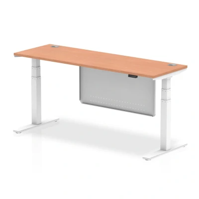 Image of Air 1800x600 Height Adjustable Desk Beech CP White Leg Modesty Panel