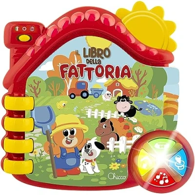 Image of Chicco Farm Talking Booklet, Electric Learning Book, Bilingual Italian and English Display, Batteries Included, Age 6 36 Months, Multi Colour