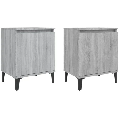 Image of vidaXL Bed Cabinets with Metal Legs Grey Sonoma 40x30x50 cm