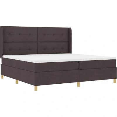 Image of vidaXL Box Spring Bed with Mattress Dark Brown 200x200 cm Fabric