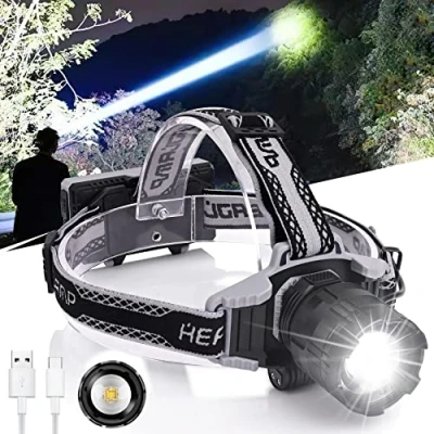 Image of haoyehome Head Torch Pro, 30w Torches led Super Bright Rechargeable, 4 Modes, Digital Power Display, IPX6 Waterproof headlamp for Adults with Red Light Hiking, Camping, Hunting