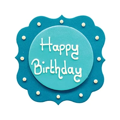 Image of Anniversary House Shades of Blue Happy Birthday Sugarcraft Plaque