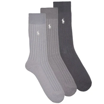 Image of Polo Ralph Lauren Egyptian Unisex 3 PACK Socks, Size: 6 8, Grey