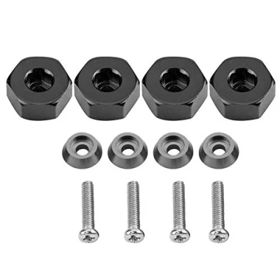 Image of RC Car Hex Hub Adapter, 4 Pcs Aluminium Alloy 5mm To 12mm Wheel Adapter for WPL 1634 Truck Spare Part Accessory (Black)