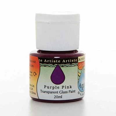 Image of Artiste 20 ml Aquaglass Transparent Glass Paint, Purple Pink