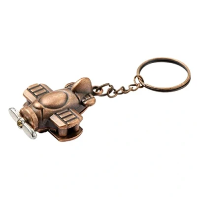 Image of Komonee Bronze Plane Key Chain Aeroplane Aircraft Pilot Keychain Airplane Biplane Mens Womens Keyring