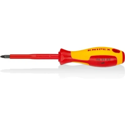 Image of Knipex Screwdriver for cross recessed screws Pozidriv® burnished, insulating multi component handle, VDE tested 212 mm 98 25 02