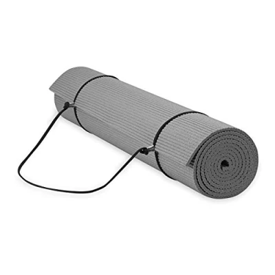 Image of Gaiam Essentials Premium Yoga Mat with Carrier Sling, Grey, 72&quot;L x 24&quot;W 1/4 Inch Thick