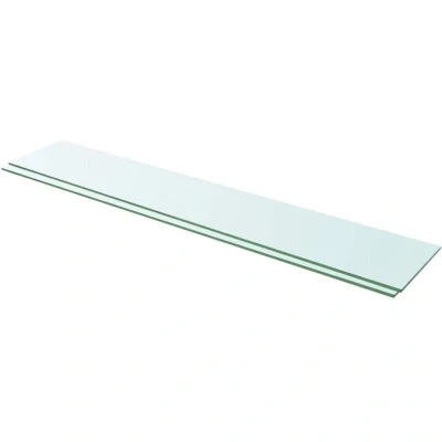 Image of vidaXL 2 pcs Clear Tempered Glass Panel Shelves Durable and Easy to Clean Wall Mounted Display Unit Size 110x20 cm