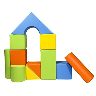Image of Velinda 11 pcs coloured,building blocks, soft,foam,children,kids, toy,nursery,playgroup (colour: yellow,green,orange,light blue)