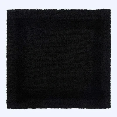 Image of HOMESCAPES Small Bath Mat, Luxury 1600gsm Extra Soft 100% Cotton, Reversible Bathroom Mats Non Slip, Washable, Super Absorbent, Quick Dry Black Rug 50x50 cm Square