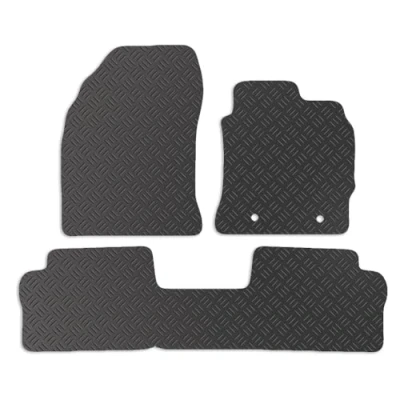 Image of Carsio Rubber Car Mats For Toyota Auris Taxi 2013 2019 Tailored Fit Floor Mat Set Complete Accessory Black Custom Fitted All Weather &amp; Heavy Duty, Anti Slip Backing with Clips