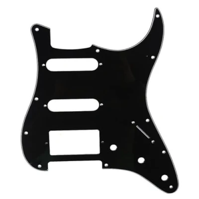 Image of Musiclily HSS 11 Hole Guitar Strat Pickguard for Fender USA/Mexican Made Standard Stratocaster Modern Style,3Ply Black