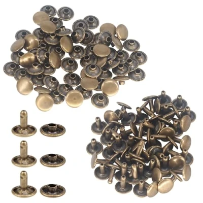 Image of Trimming Shop Double Cap Rivets Leather Tubular Metal Studs for DIY Leathercrafts, Clothing Repair &amp; Replacement, Handbag, Belts, 12mm x 10.5mm, Gunmetal Black, 100 Sets