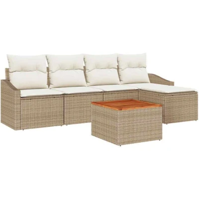 Image of vidaXL Garden Sofa Set 6 pcs Beige, white 55 x 37 cm