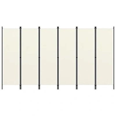 Image of vidaXL 6 Panel Room Divider in Cream White Versatile Partition or Privacy Screen for Living Room, Bedroom, Kids