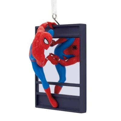 Image of Hallmark Marvel Spider Man on Window Christmas Ornament