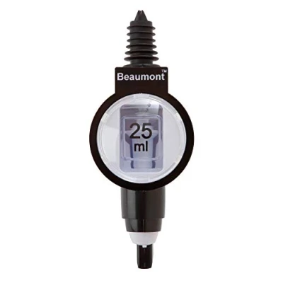 Image of Beaumont Bar Optics 25 ml, Black &amp; White, ml for Spirits, Tight Rubber Seal, Measurement Window Monitored Dispensing, Use With a Wide Variety of Bottles, T413