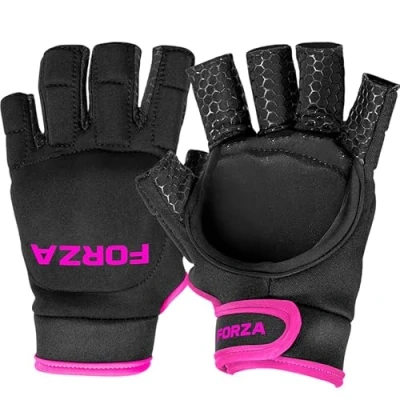 Image of FORZA PU Hockey Gloves Left Handed Field Multiple Sizes (S, Half Finger Glove Pink)