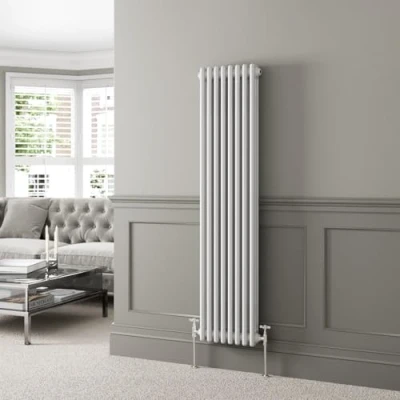 Image of DuraTherm® 1600 x 380mm White Traditional Vertical Designer Radiator Triple Column Colosseum Cast Iron Style Central Heating Panel Radiators Rad