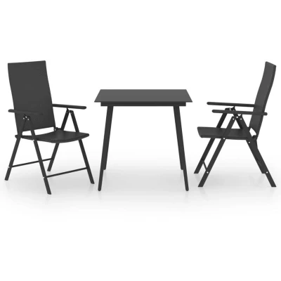 Image of vidaXL 3 Piece Garden Dining Set Black