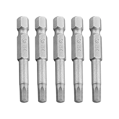 Image of Utoolmart 1/4 Inch Hex Shank Magnetic H4 Screwdriver Bits 50mm Length S2 Steel Hexagon Allen Wrench Drill Bit Sand Blasting Power Tool for Production Workshop 5pcs