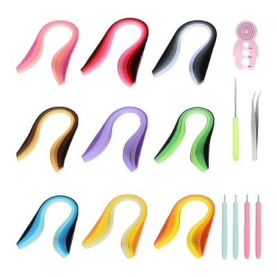 Image of 900 Pieces of Paper Quilling, 1 Set Quilling Tools, 9 Color Gradient Set, 3mm Strips, DIY Art Craft