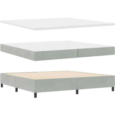 Image of vidaXL Box Spring Bed with Mattress Light grey 200 x cm Velvet
