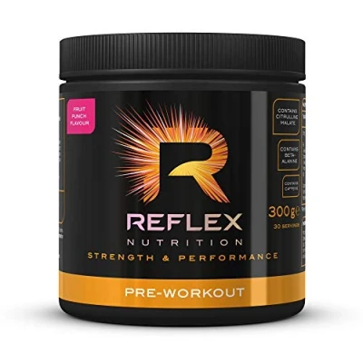 Image of Reflex Nutrition Pre Workout Powder 3000 mg Citrulline Malate 1600 Beta Alanine 125 Caffeine Plus B Vitamins and Electrolytes (Fruit Punch) (300 g)