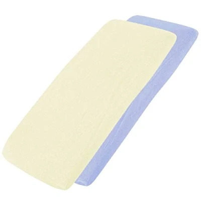 Image of Cot Fitted Sheet 100% Cotton 120x60cm 2X Cream / Blue